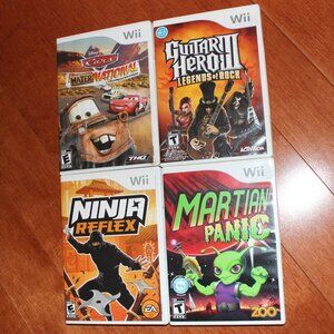 3/$55❤️4x Nintendo Wii games Cars + Ninja Reflex + Martian Panic + Guitar Hero 3